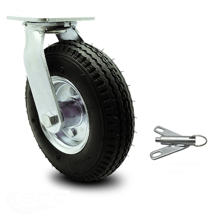 Service Caster 8 Inch Black Pneumatic Wheel Swivel Caster with Bolt Swivel Lock SCC-100S280-PNB-BSL